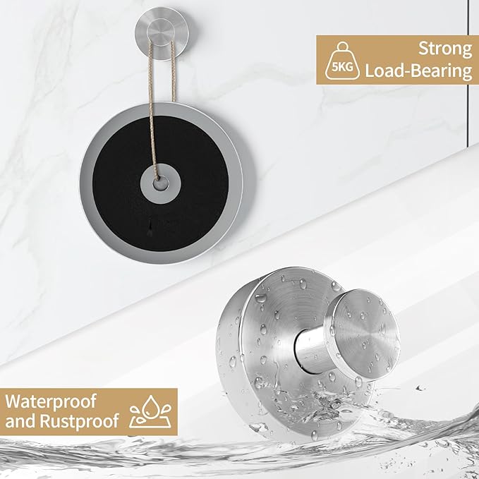 Suction Cup Hooks for Shower, Heavy Duty Towel Hooks for Walls No Damage, Modern Shower Suction Hooks for Kitchen Bathroom Wall, Glass, Mirror, Tile, Hanging Towels Robes, Brushed Nickel (4 Pack)