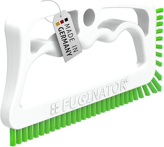 Fuginator Scrub Brush for Tile and Grout: Stiff Nylon Bristle Scrubbing Brush - Bathtub and Shower Scrubber for Floor Joints and Tile Seams - Cleaning Brush (White/Green)