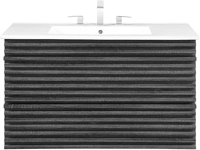 Modway Render 36" Wall-Mount Bathroom Vanity in Charcoal White