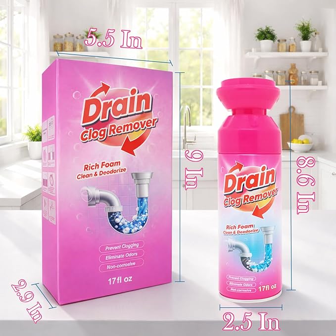 Foaming Drain Cleaner, Sink Cleaner and Deodorizer, Wild Tornado Drain Clog Remover for Kitchen Sinks, Shower Drains, Tubs (2pcs)