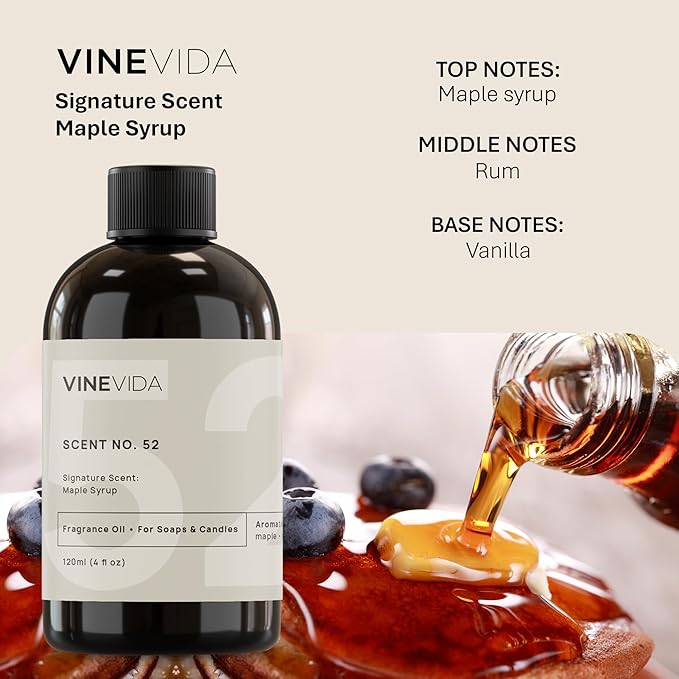 VINEVIDA [4oz] Maple Syrup Fragrance Oil for Soap Making Scents for Candle Making, Perfume Oils, Soy Candles, Home Scents Oil Diffusers, Bath Scent Bomb Oils, Linen Spray, Lotions, Car Freshies