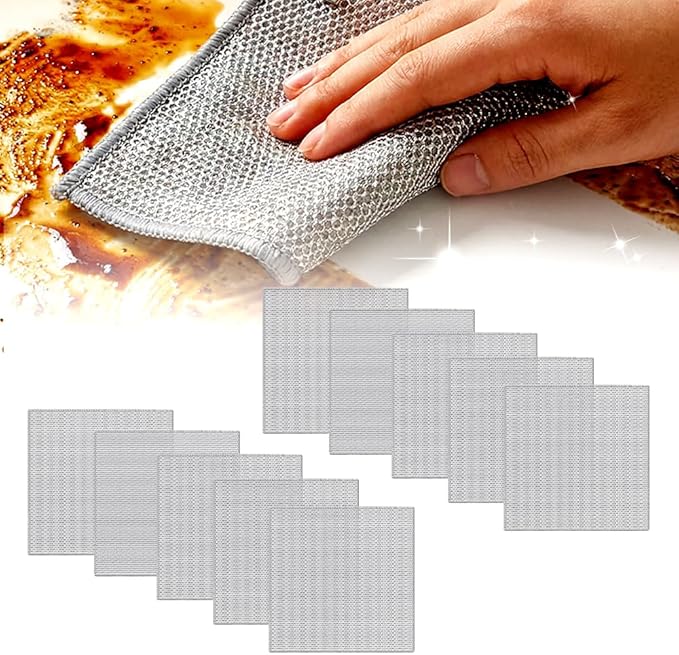 Multipurpose Wire Dishwashing Rags for Wet and Dry, 2026 New Multifunctional Non Scratch Metal Wire Dishcloth, Reusable Premium Metal Scrubbing Pads Sponge Clean for Home Kitchen Cooktop (20PCS)
