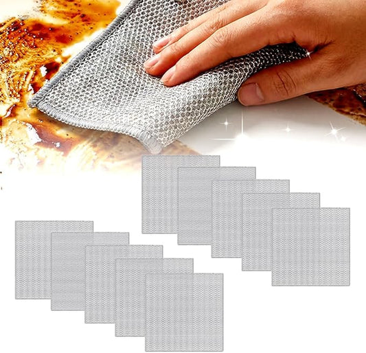 Multipurpose Wire Dishwashing Rags for Wet and Dry, 2026 New Multifunctional Non Scratch Metal Wire Dishcloth, Reusable Premium Metal Scrubbing Pads Sponge Clean for Home Kitchen Cooktop (20PCS)