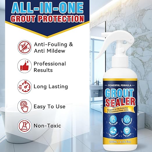 Grout Sealer, Waterproof Granite Sealer Spray, Long Lasting Clear Grout Sealant for Tile Grout, Marble, Granite, Limestone, Indoor & Outdoor