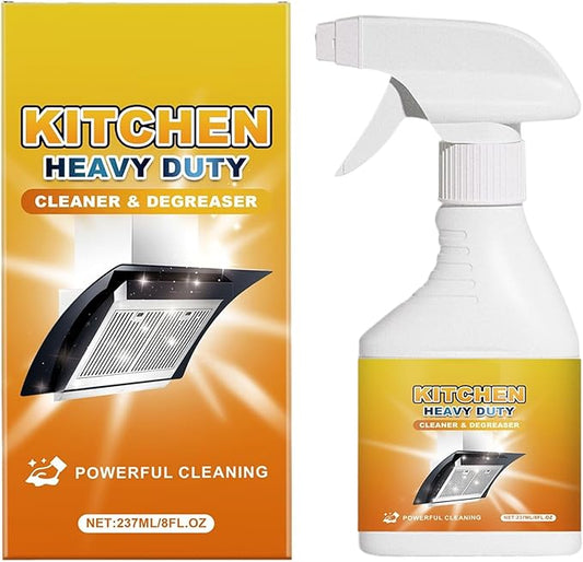 Kitchen Cleaner 8fl.oz, Heavy Duty Foam Degreaser with Spray Nozzle, Waterless Grease Remover for Oven, Stove, Counter, Cabinet, Glass, Sink, Wall