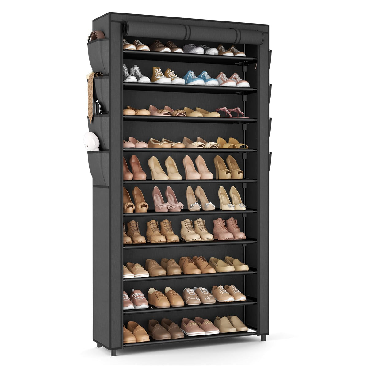 VTRIN Tall Shoe Rack with Cover, 10 Tier Shoe Organi | All Products - Image 1