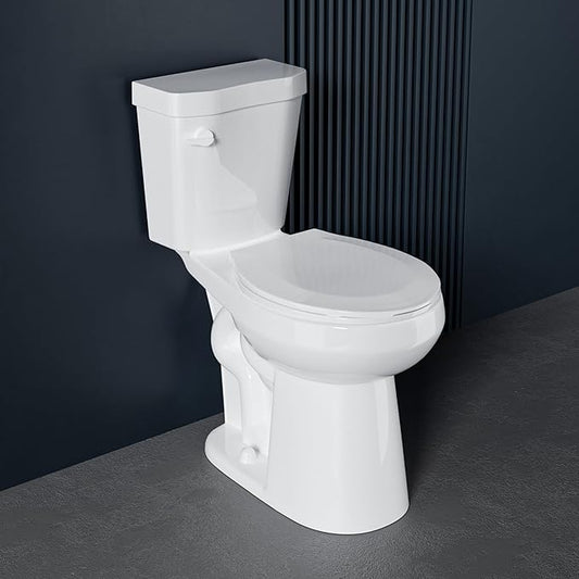 Compact Extra Tall Toilet 21 Inch for Small Bathroom 1.28 GPF Tornado Single Flush - Two Piece Comfort High Toilet for Seniors, 20.5 Inch Bowl Height, 21.25 Inch Seat Height, 12" Rough In,White
