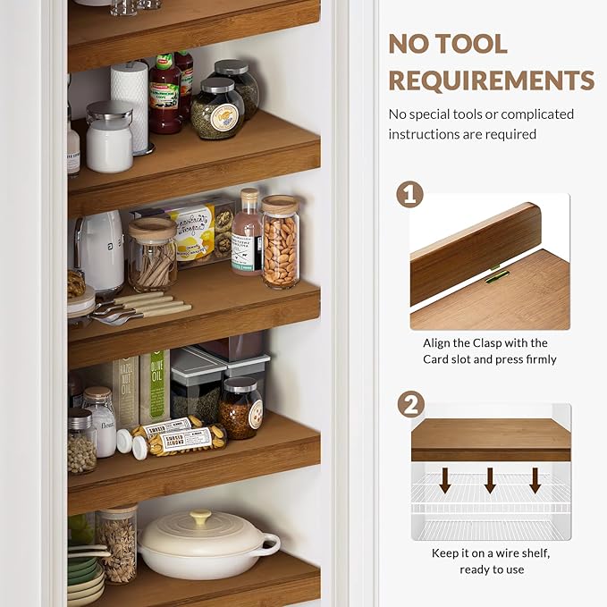 Wire Shelf Covers, Bamboo Wire Rack Covers for Pantry, Closet (4pcs, 40" W x 16" D)