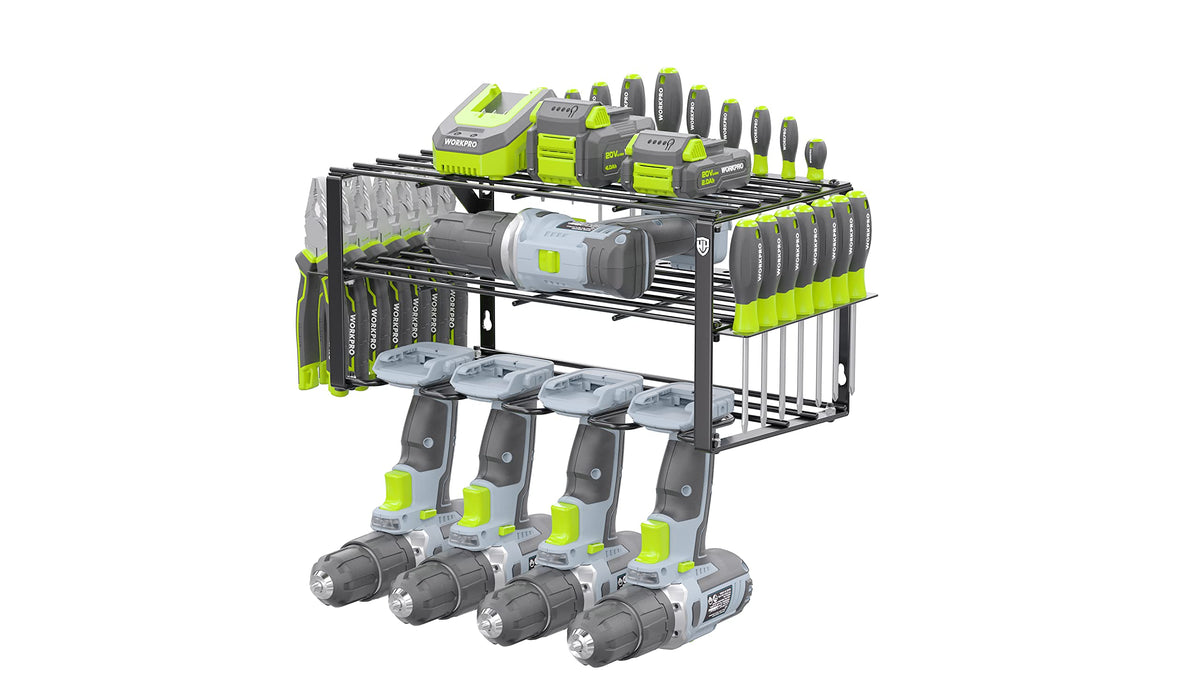 WORKPRO 150LBS Power Tool Organizer, Wall Mounted Drill - Image 1