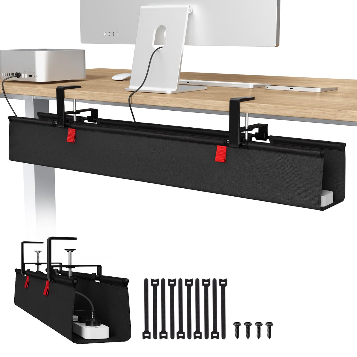Univivi No Drill Under Desk Cable Management Tray, 36 inch - Image 1