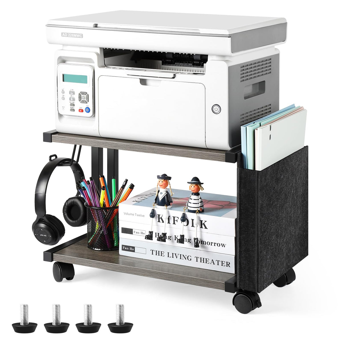 BTY Printer Stand Under Desk Printer Table with Storage - Image 1