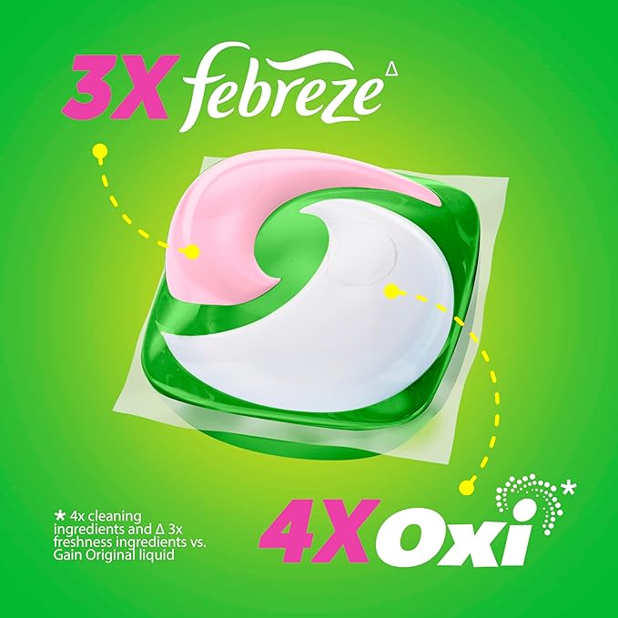 Gain Super Flings Laundry Detergent Pacs, 45 Count, Hibiscus Hula scent, irresistibly clean and fresh washing detergent laundry soap pacs