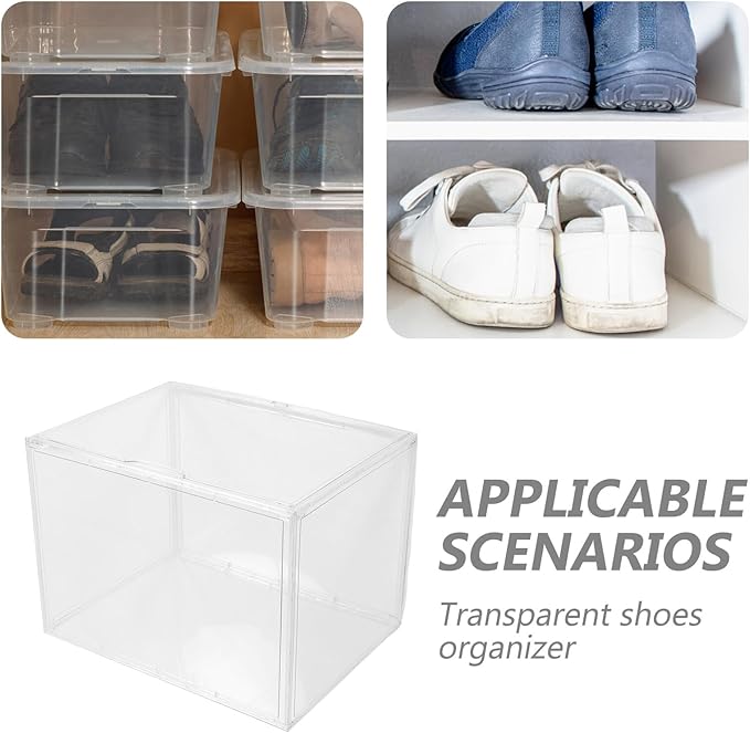Acrylic Shoe Storage Box Large 45x33x33 Cm Stackable Sneaker Storage Container with Lid for Closet Organizer and Shoe Holder
