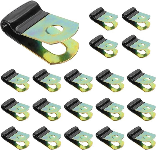 PATIKIL 1/5 Inch Vinyl Coated Cable Clamps, 50 Pack Galvanized Steel Metal Cable Clips Rubber Cushion Insulated Pipe Clamps for Tube Lines Cord Wire Management, Black