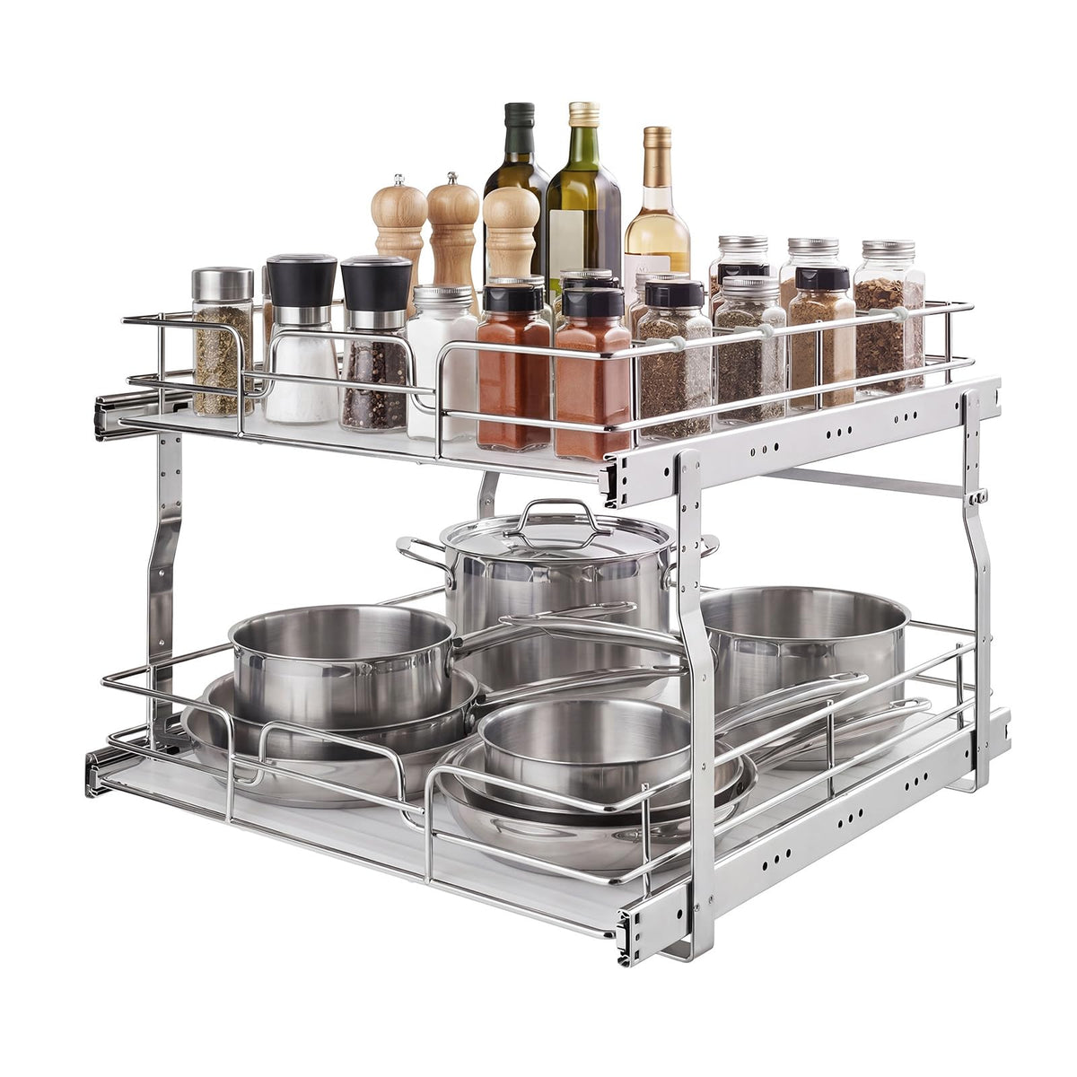VEVOR 2 Tier Pull Out Cabinet Organizer 20" W x 21.22" D - Image 1