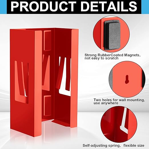 Lounsweer 6 Pcs Magnetic Glove Dispenser Holders Boxes of Gloves Commercial Quality Towels Wipes Paper Tissue Box Holder Wall Mount Kitchen Fridge Office Workshops Garage Tool Hospital(Red)