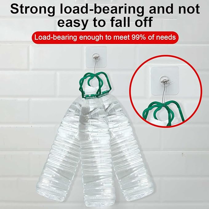 48 Pcs Heavy Duty Adhesive Ceiling Hooks Ceiling Wall Christmas Hooks Hangers Without Nails Practical Stainless Steel Waterproof for Indoor Outdoor Home Office Kitchen Hanging Plant