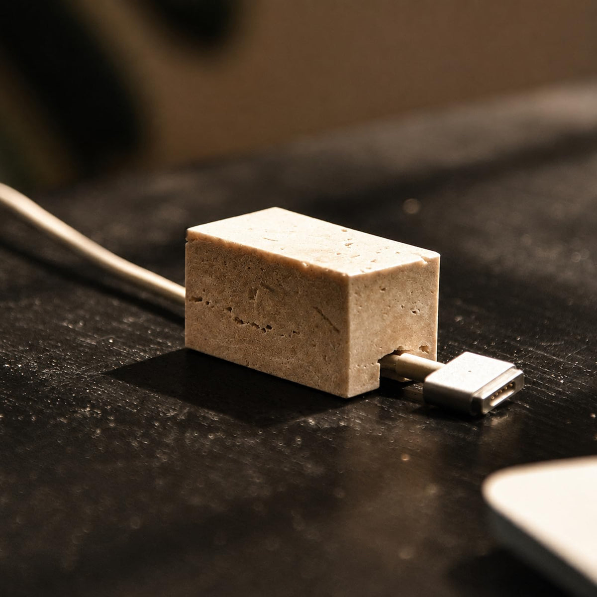 Travertine Cord Holder-Cable Organizer for Desktop, Nightstand - Image 1