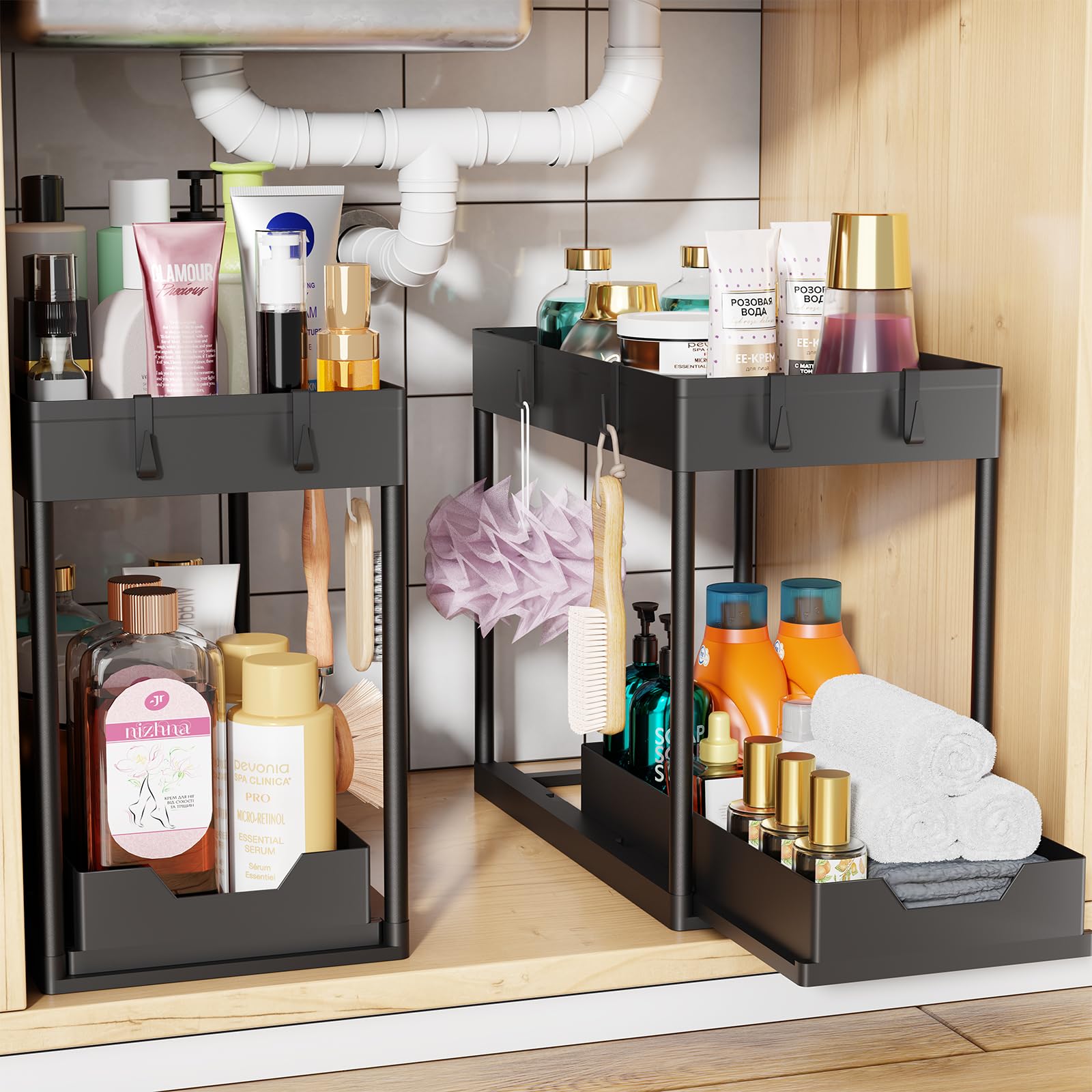 Simple Trending Under Sink Organizer 2 Pack, Sink Pu | Home Organizati - Image 1