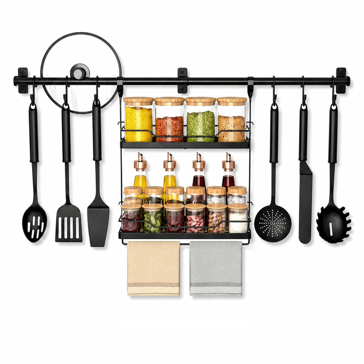 NADAMOO Spice Rack Wall Mount, 2-Tier Kitchen Storage - Image 1
