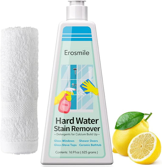 Hard Water Stain Remover, Shower Glass & Shower Door Cleaner, Removes Calcium Build Up for Toilet Bowl & All Household Cleaner -16.91oz