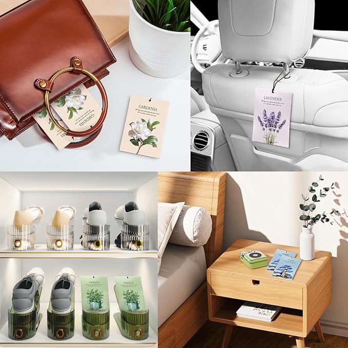 Gardenia Scented Sachet Bags - 12 Pack Closet & Drawer Freshener, Long Lasting Odor Eliminator for Wardrobes, Cars & Storage, Home Fragrance Air Freshener Sachets