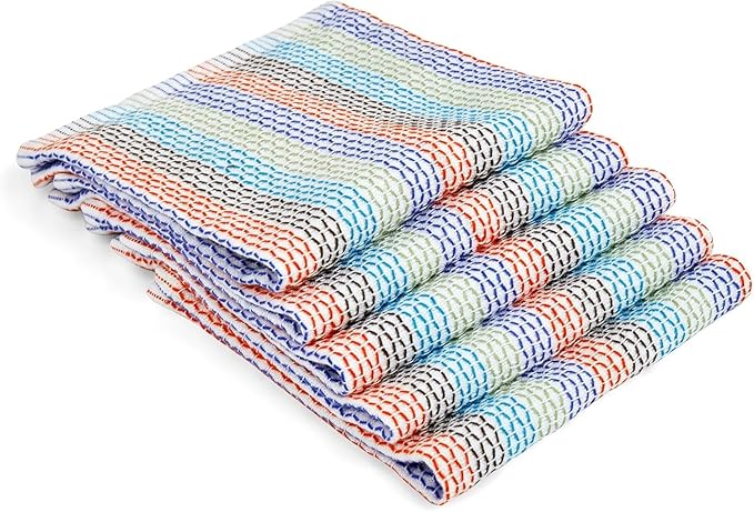 Full Circle Tidy Organic Cotton Dish Cloths – Absorbent, Reusable 100% Cotton Kitchen Towels, Eco-Friendly and Machine Washable, Set of 5, Multicolored