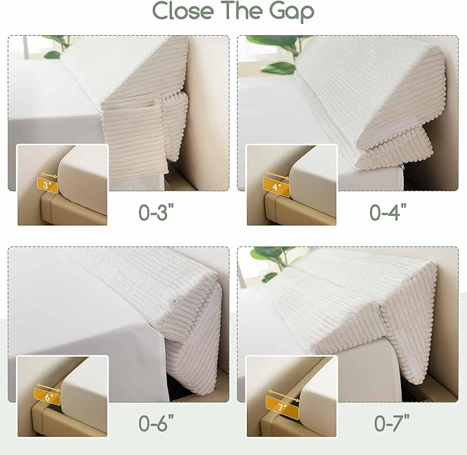 HIGOGOGO King Size Wedge Pillow for Headboard Gap - Multi Functional Mattress Wedge Bed Gap Filler Close The Gap (0-7") Between Your Mattress and Headboard or Wall (Beige 76"x11"x9")