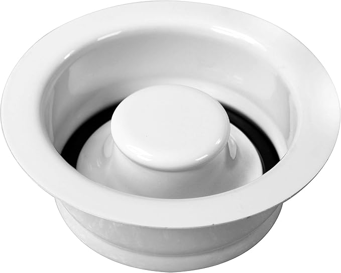 Westbrass D2155-50 Wing Nut Style Large Kitchen Basket Strainer with Waste Disposal Flange and Stopper, Powder Coat White