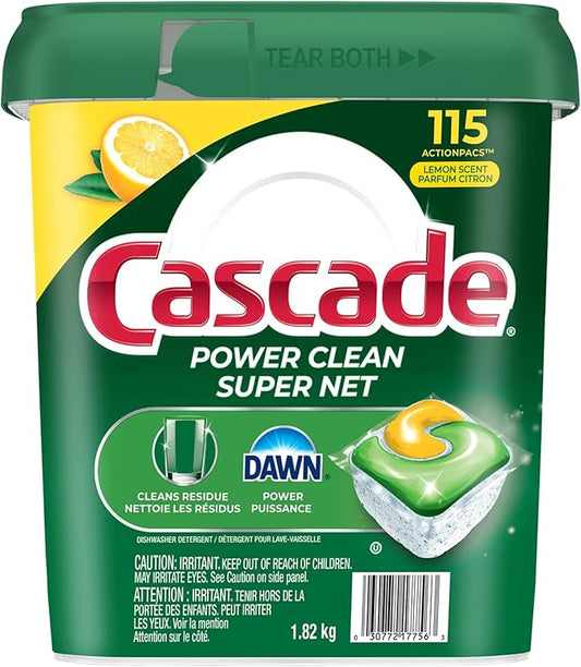 Cascade Power Clean Dishwasher Detergent ActionPacs, 115-count