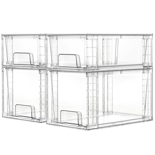 4-Pack Clear Stackable Storage Drawers - Image 1