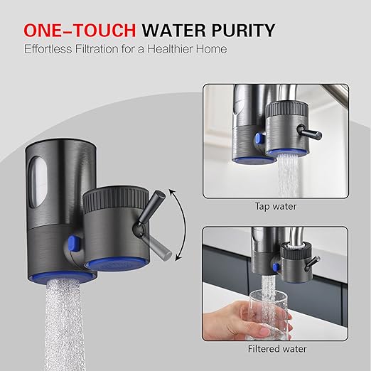 sumerain Lead-Reducing Water Filter for Sink Faucet, Vertical Faucet Mount Water Filtration System, Reduces 99% Chlorine & Heavy Metals-No Tools Installation