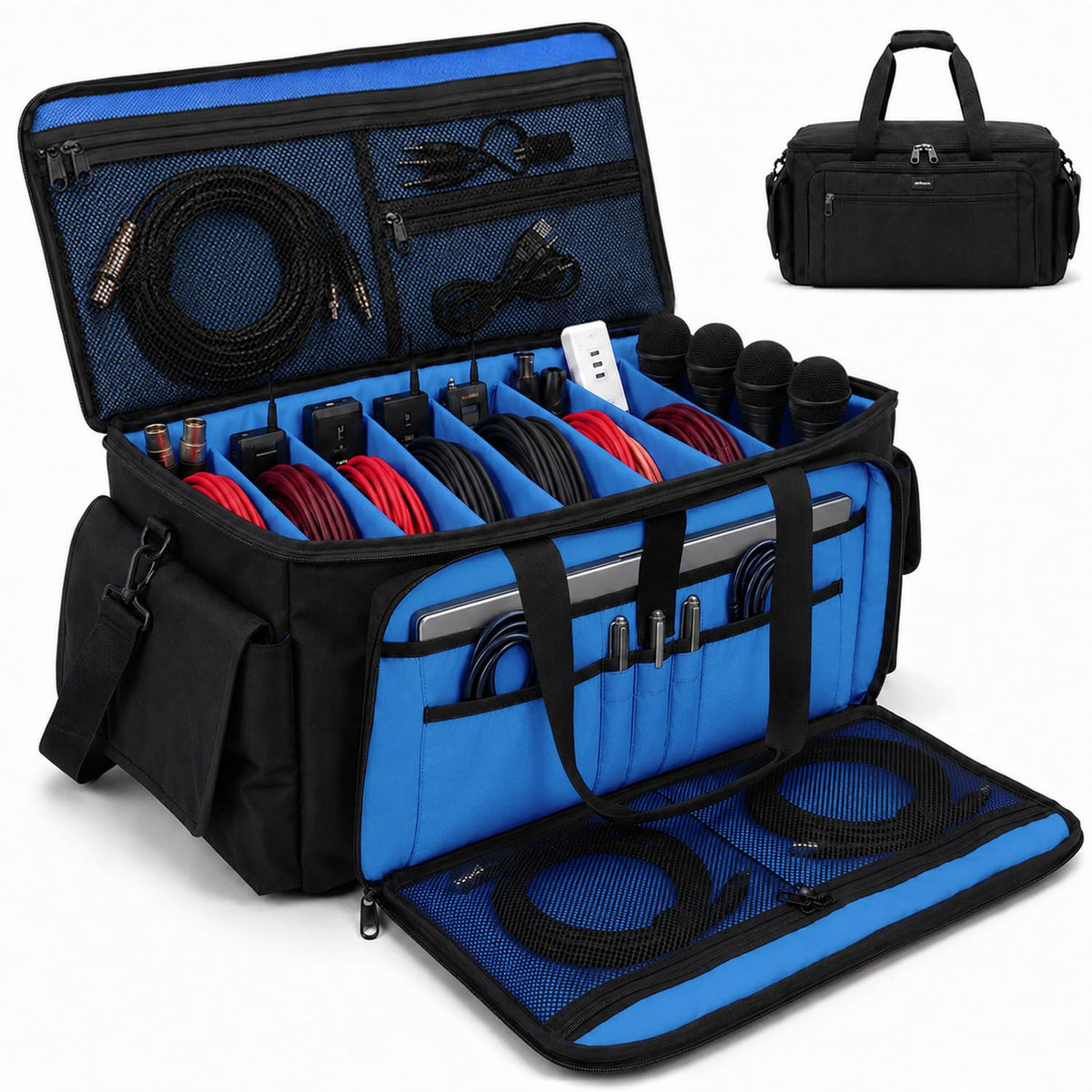 Large DJ Cable Bag Organizer with Laptop Pocket & | Home Organization - Image 1