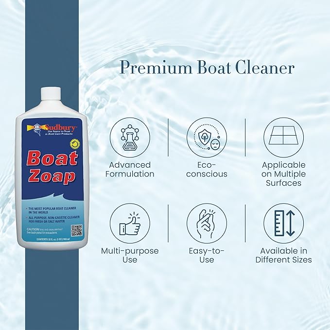 Sudbury Boat Zoap, Boat Cleaner Soap, Multi-Purpose Boat Soap, Essential Boat Accessories, 32 oz.