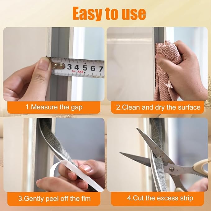 Bruiefpap 65FT Weather Stripping for Doors and Windows, Self-Adhesive Window Insulation for Winter, Weatherstrip for Draft Stopper, Soundproofing, Dustproof, 0.35'' Wide x 0.35'' Thick, White