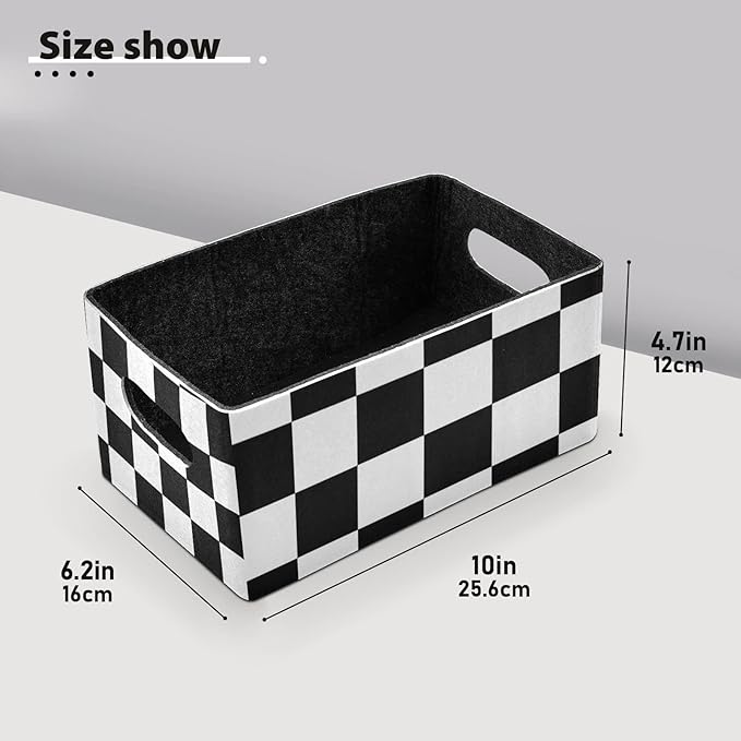 Kcldeci Buffalo Check Storage Bins Baskets for Organizing, Black White Plaid Checkered Sturdy Storage Basket Foldable Storage Baskets for Shelves Closet Nursery Toy