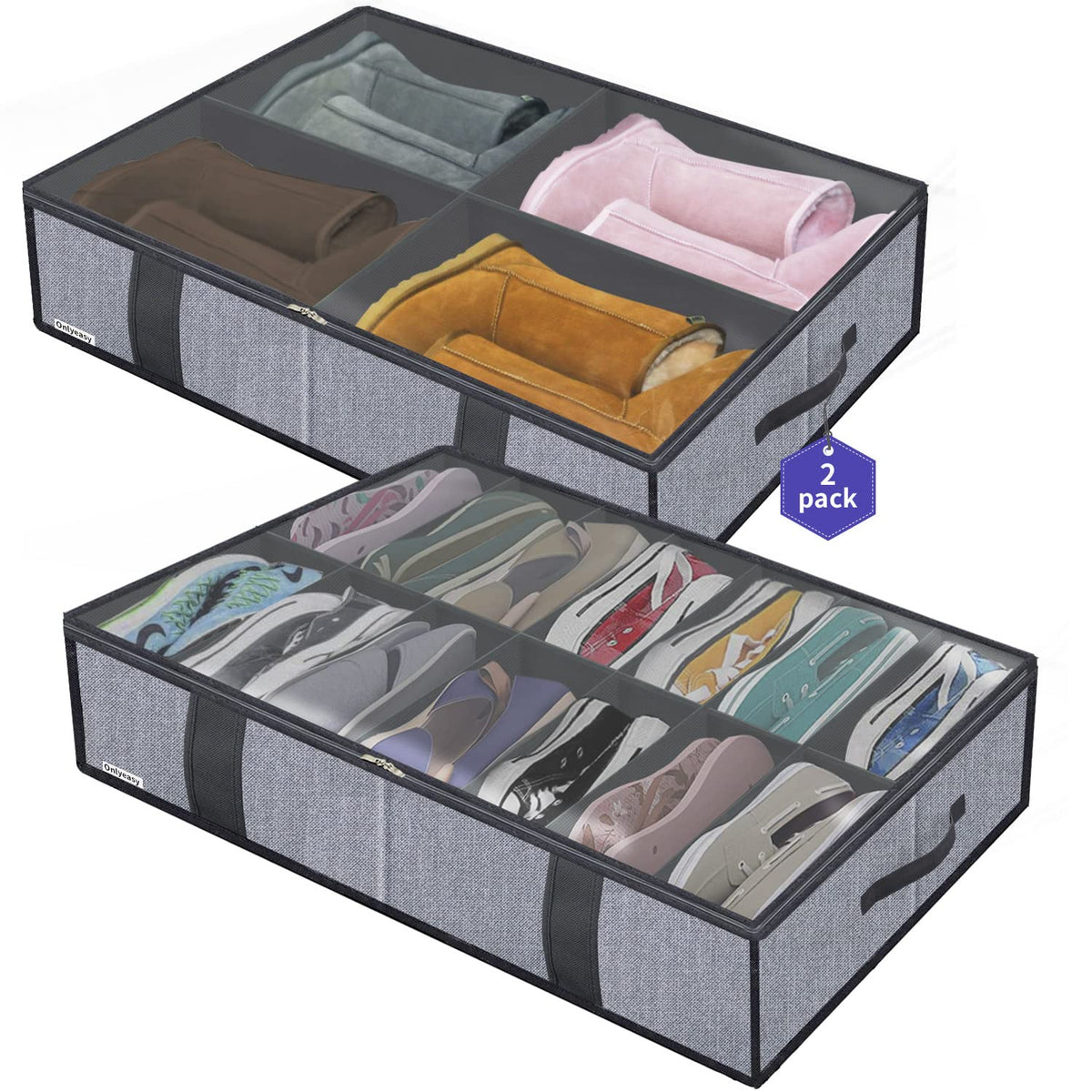 Onlyeasy Under Bed Shoe Storage Organizers for Kids and Adults - Image 1