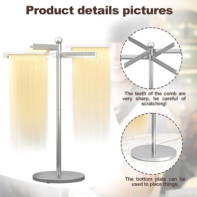 ikare Metal Hair Extension Holder - Hair Separator for Braiding, Six-Tooth Comb Wig Storage Rack, Hair Display Stand for Salon, Braiding Hair Rack for Barber Shop