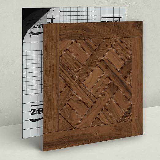 Peel and Stick Floor Tile 10-Pcs Cover 10 Sq.Ft, Vinyl Flooring Tiles 12” x 12” Matte Self Adhesive Flooring Stickers Waterproof Removable for Renter, Bathroom Living Room, Dark Brown