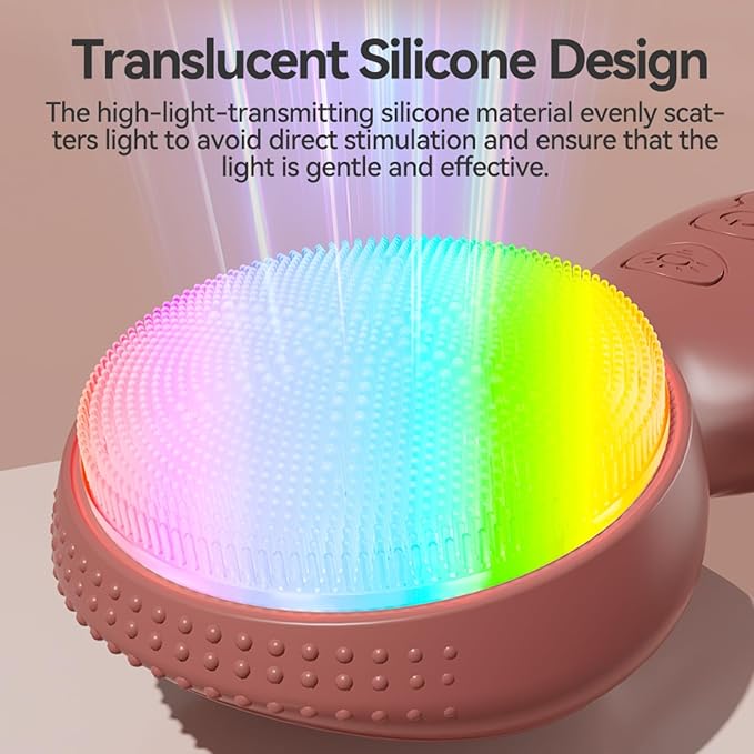 Facial Cleansing Brush Electric, Silicone Heated Face Scrubber with 7 LED Lights, Rechargeable Vibration Exfoliating Cleanser for Deep Cleaning & Gentle Massage, Skin Care Tool, Ideal Gift (Purple)
