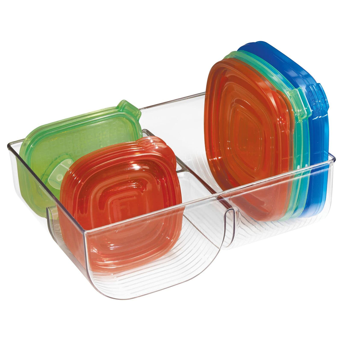 mDesign Food Storage Container Lid Holder, 3-Compartment Plastic - Image 1
