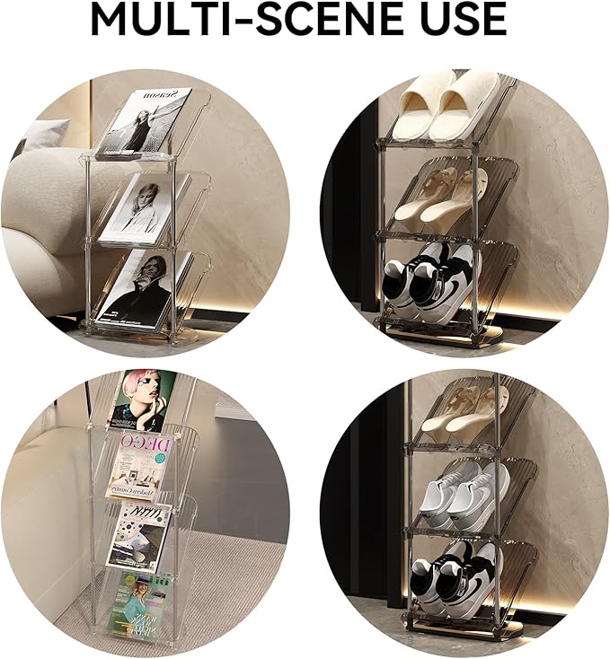 YYW Narrow Shoe Rack Vertical Shoes Rack for Entryway Corner Shoe Storage Organizer for Small Spaces Transparently Tall Slim Shoe Shelf for Front Door Entrance Living Room Grey 4 Layers