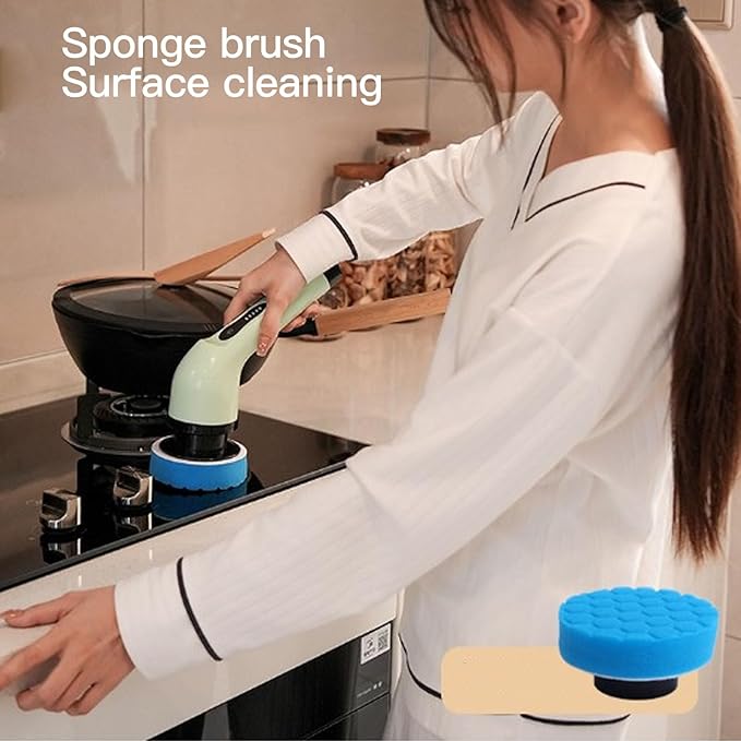 Electric Spin Scrubber, Waterproofing Cordless Cleanings Brush Scrubber for Home, 9 Replaceable Brush Heads for Bathroom Shower Bathtub Glass Car for Bathtub Window