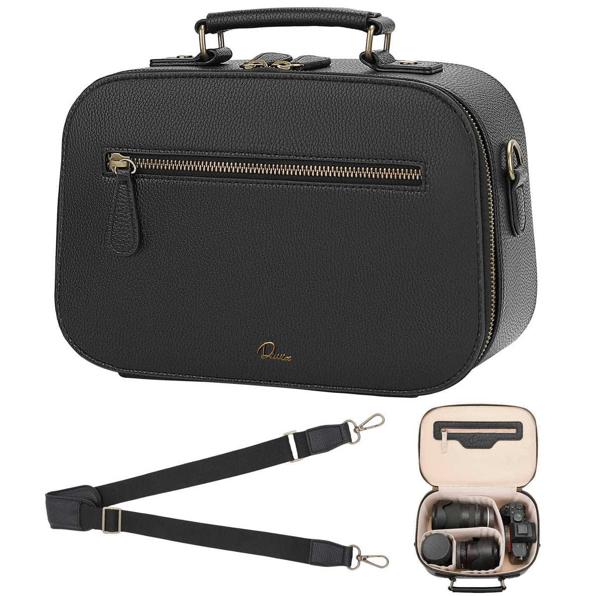 Camera Sling Bag, Waterproof PU Leather Crossbody Camere Bag - Image 1