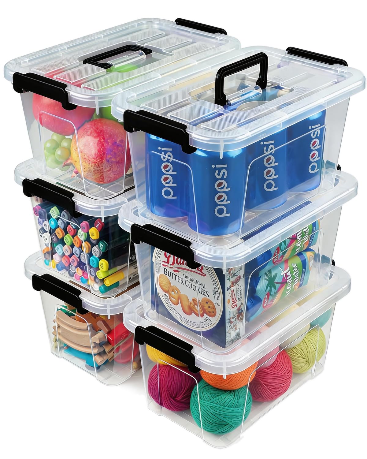 EOENVIVS 7 QT Clear Storage Bins with Lids, 6 Pack, | All Products - Image 1