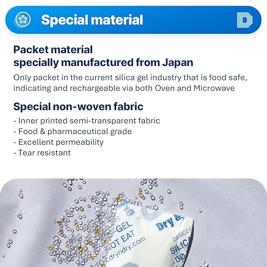 Dry & Dry 20 Gram [7 Packets] Orange Indicating Silica Gel Packets Desiccants - Food Safe Silica Packs, Silica Gel, Silica Packets, Desiccant Packs for Food Storage