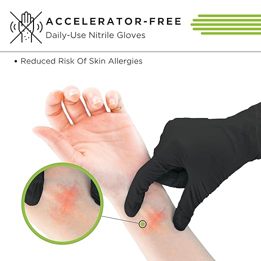 SHOWA 7700PFT Sustainable EBT Latex-Free, Powder-Free, Accelerator-Free, Nitrile Disposable Single Use Safety Gloves, 4 Mil, 9.5" Length, Large (1 Box/50 Gloves)
