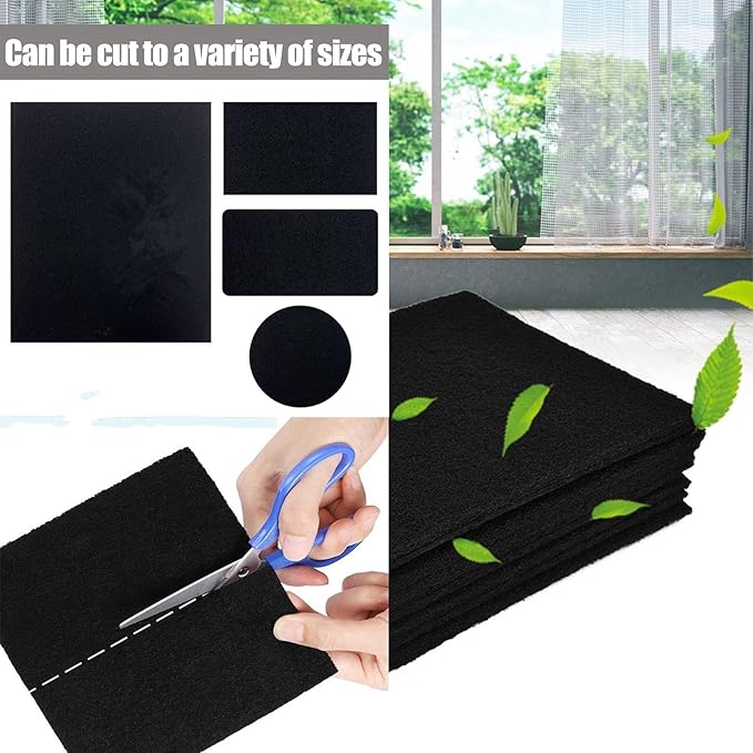48 x 16 Inch Cut-to-Fit Activated Carbon Fabric Filter Sheet Charcoal Air Vent Filters Pad Black Range Hood Hepa AC Replacement Fabric Filter Sheet (1PCS, 48 x 16 x 0.2IN)