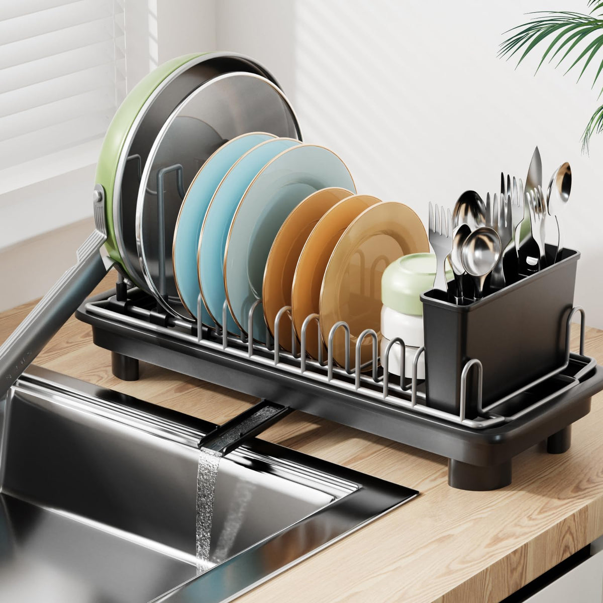 Laveshop Small Dish Drying Rack, Compact Dish Drainer for Kitchen - Image 1