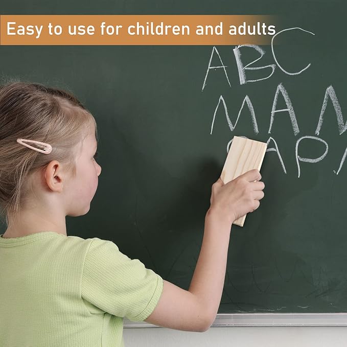 Felt Campus Style Erasers, Cleaner Dusters Felt Chalkboard Eraser for Kids Wood Chalk Eraser for Chalkboard Cleaners Dusters for Markers White Black Boards Paint School Students Teachers (6 Pieces)
